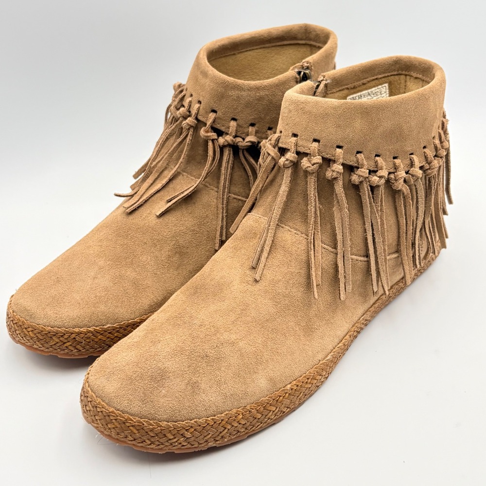 UGG Tan Suede Fringe Ankle Booties